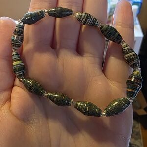 Green Paper Mache Stretch Bracelet